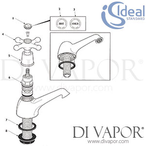 Ideal Standard Kingston Pair Bath Taps Spare Parts - IDL DV 247